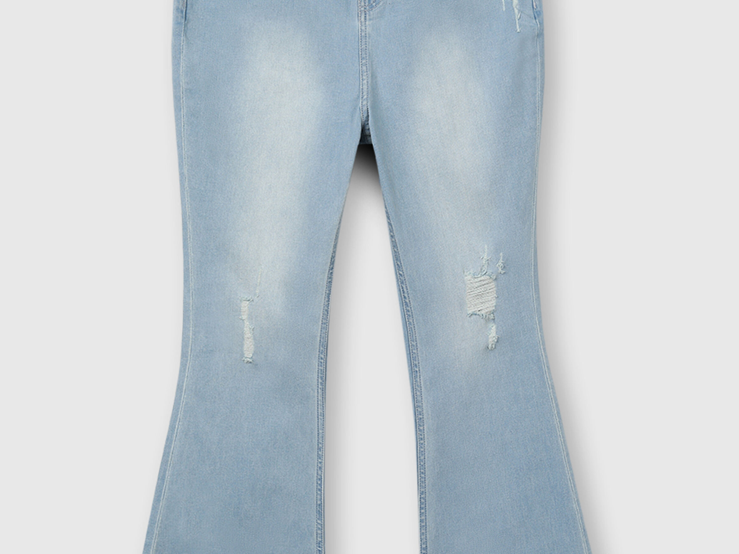 Cotton Jeans with Cropped Boot Cut and Damage image number 6